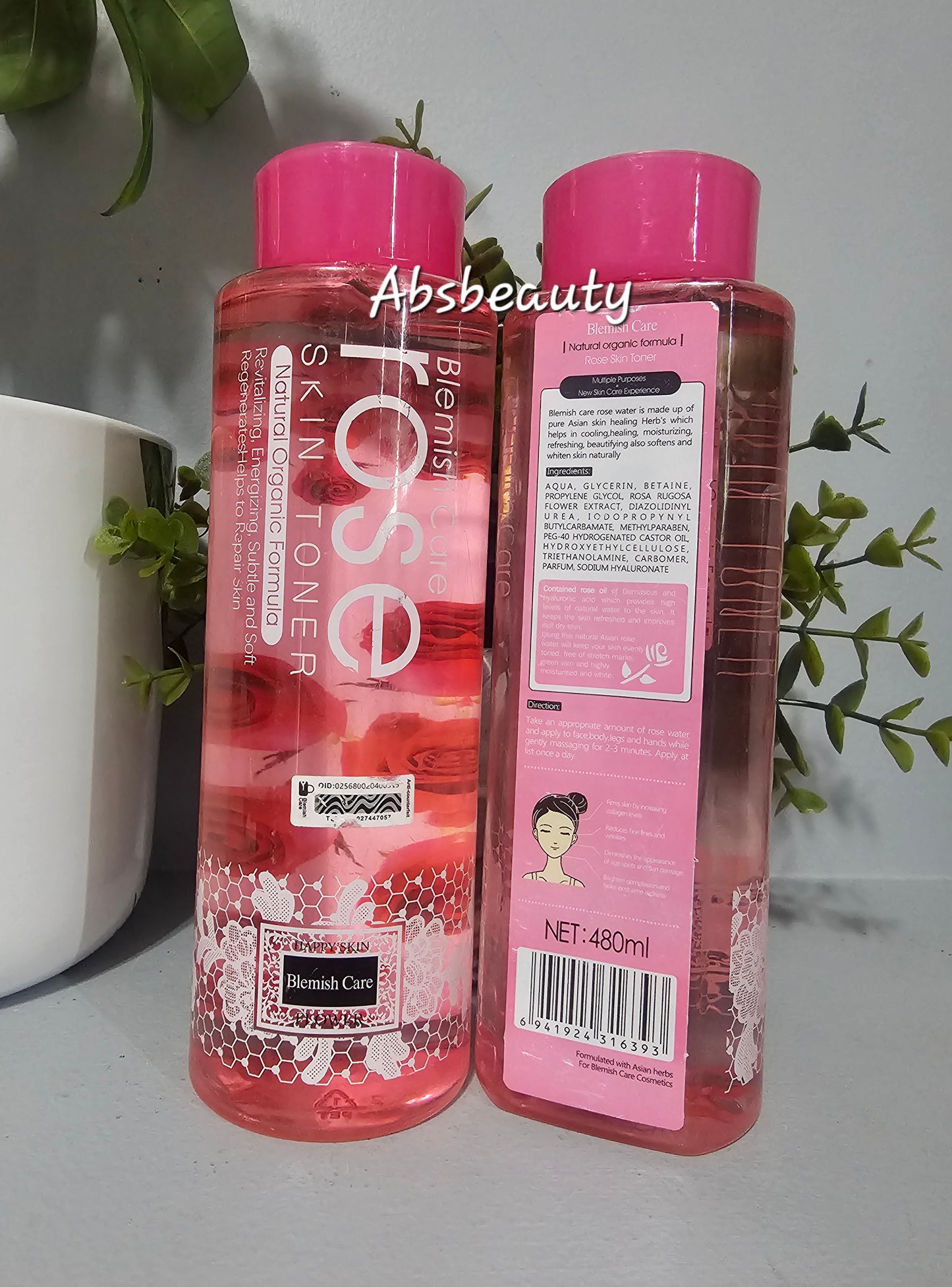 Blemish Care Rose Skin Toner Natural Organic Formula 480ml. 1pc