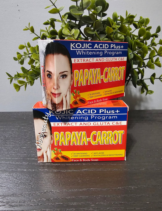 Neon Papaya-Carrot Kojic Acid Plus Whitening Program Face & Body Soap 135g, 1pc👌