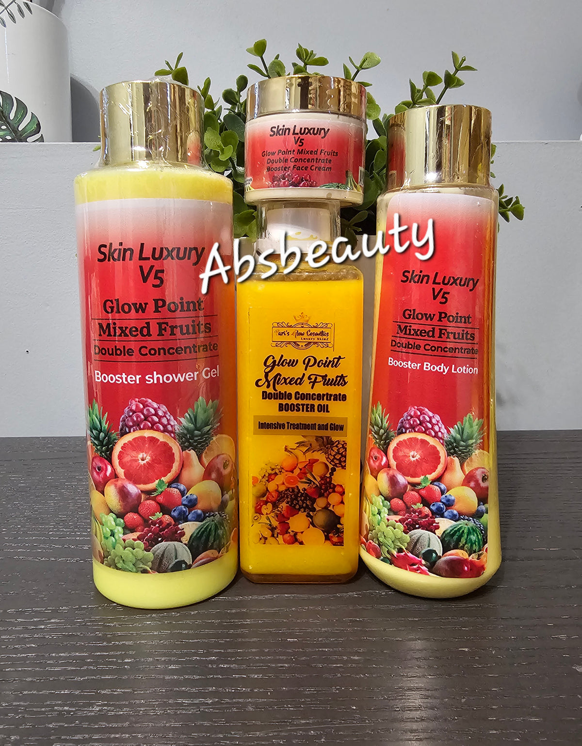 Pari's Glow Cosmetics Skin Luxury V5 Glow Point Mixed Fruits Double Concentrate Booster Set|Shower Gel|Body Lotion|Oil|Face Cream|✨️