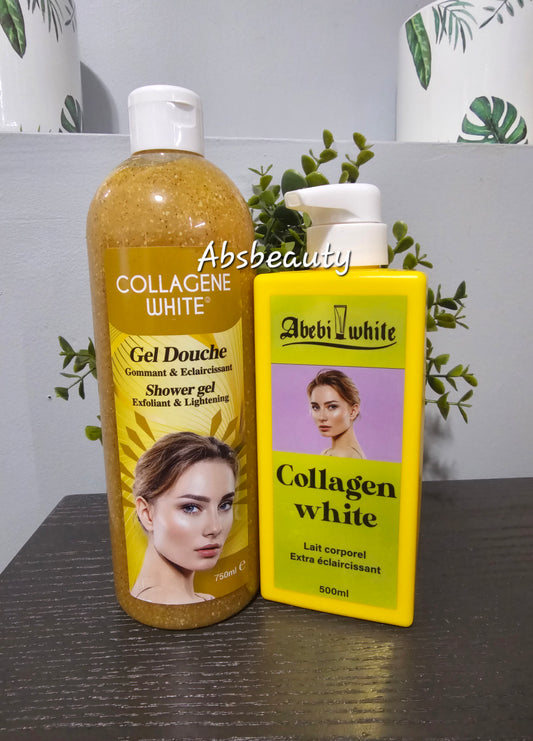 2pcs Abebi White Collagen White Lightening Shower Gel & Extra Brightening Lotion✨️✅️