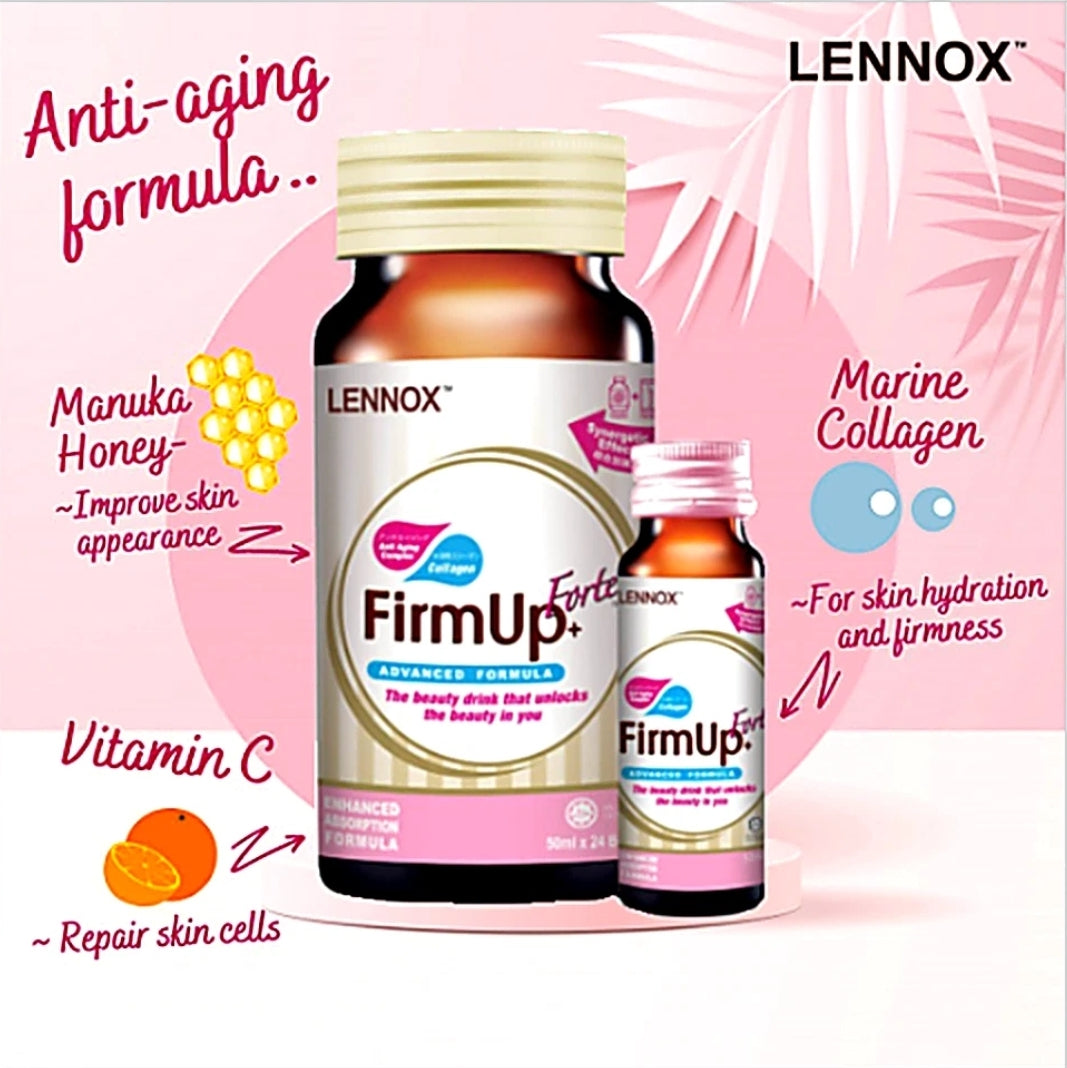 Lennox FirmUp➕️ Forte Collagen Drink 24x50ml Anti Aging Skin Firming Beauty Drink Advanced Formula💯👍