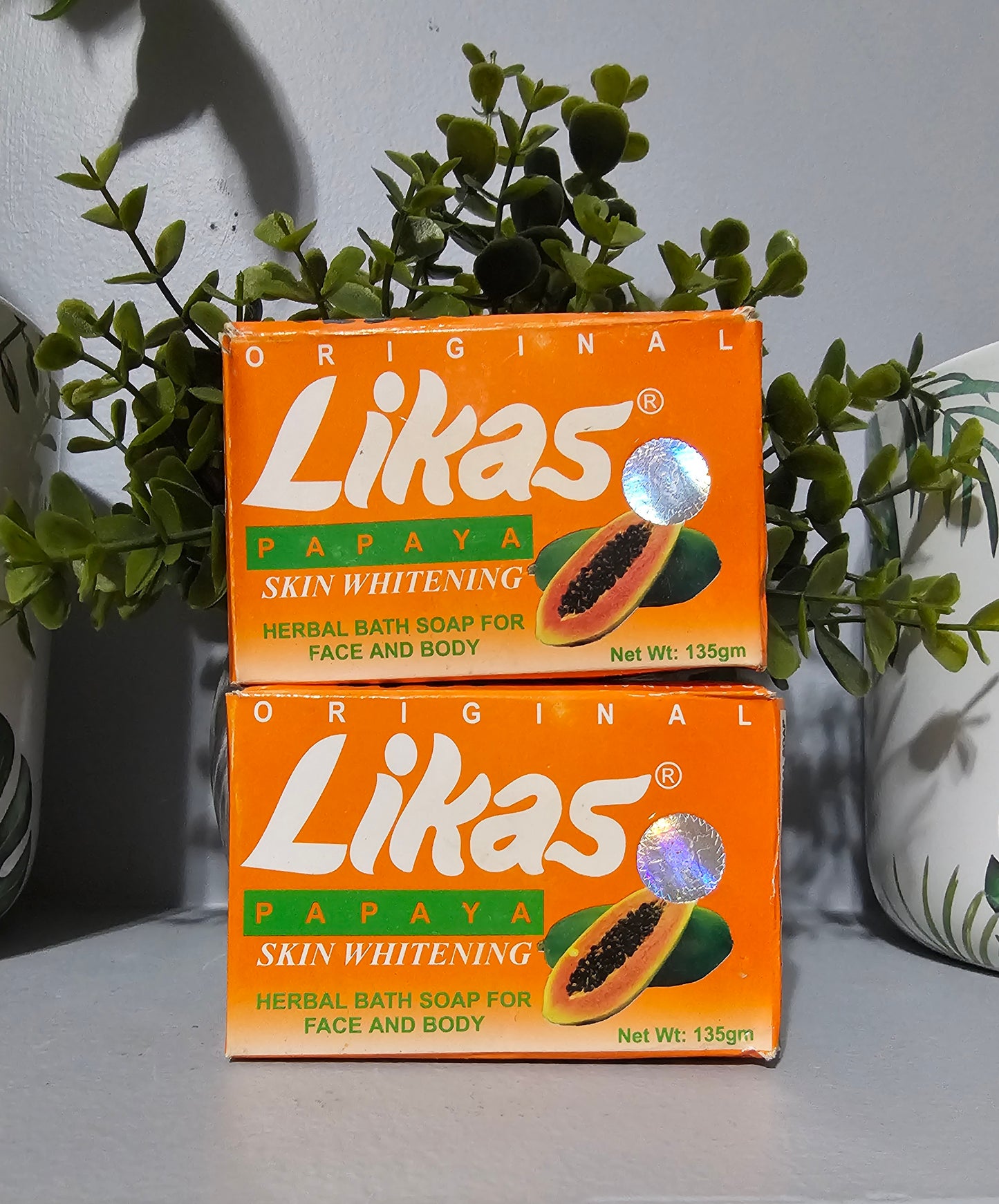 LIKAS Papaya Skin Whitening Herbal Bath Soap For Face & Body 135g. 1pc