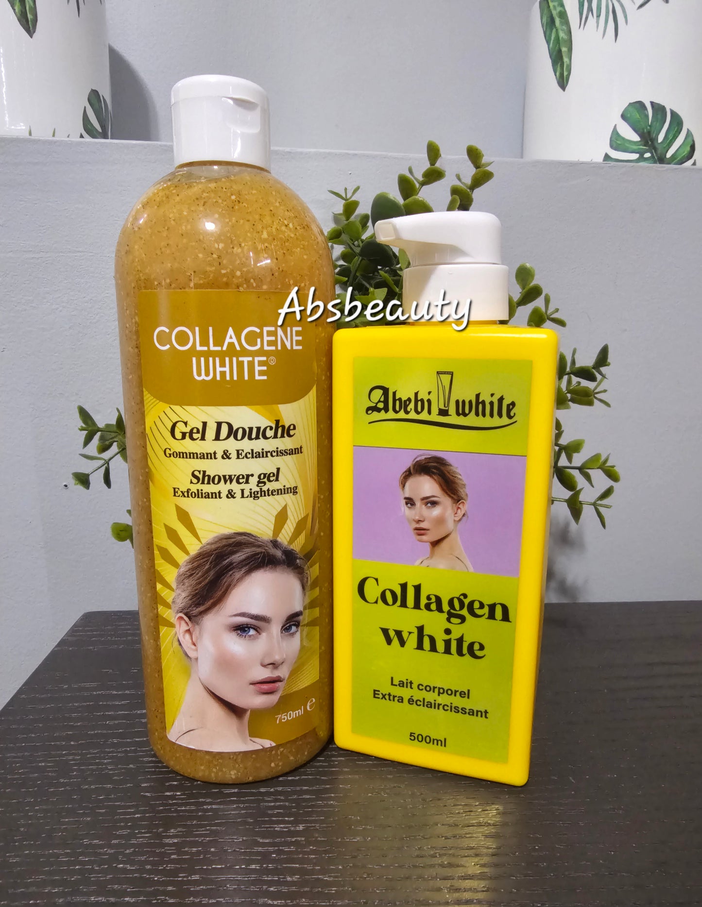 2pcs Abebi White Collagen White Lightening Shower Gel & Extra Brightening Lotion✨️✅️