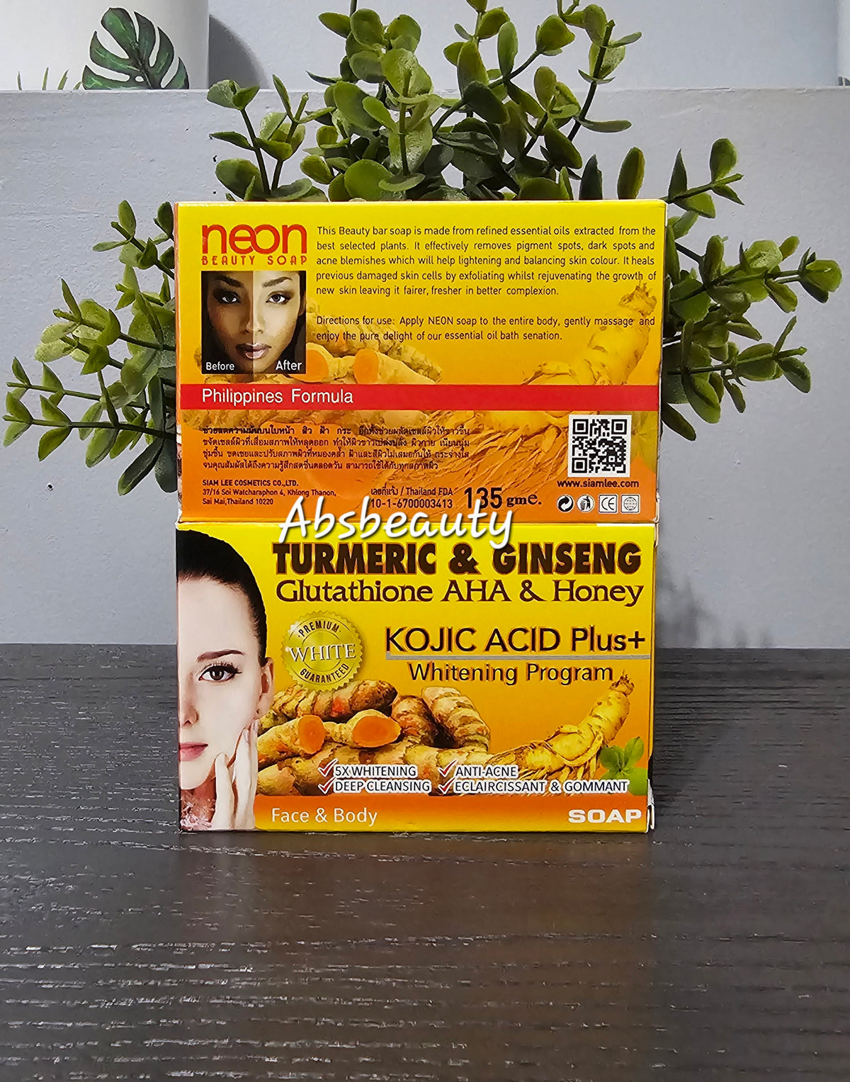 Neon Tumeric & Ginseng Whitening Program Face & Body Soap 135g,1pc👌
