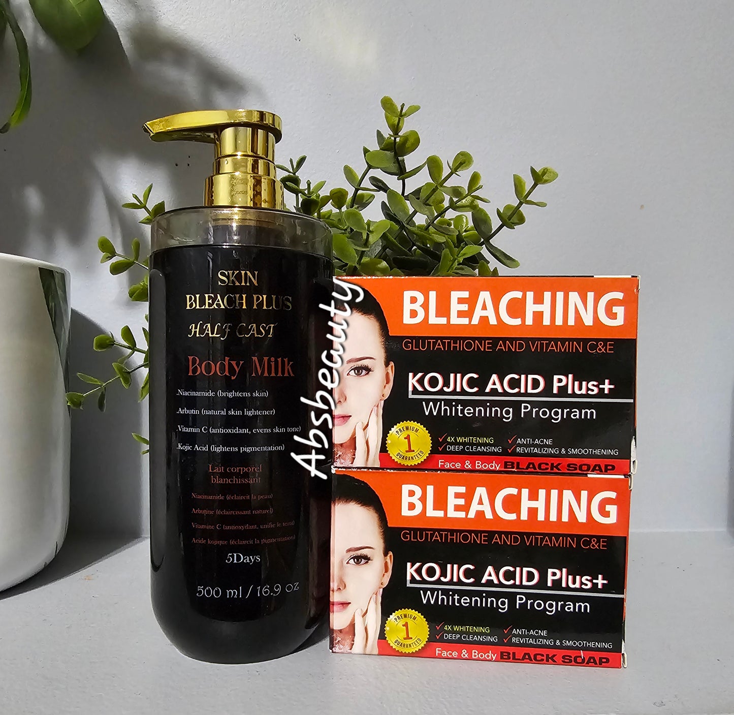 3pcs Set 1×Skin B Plus Half-C Lotion & 2×Neon Whitening Program Face & Body Soap💯👌