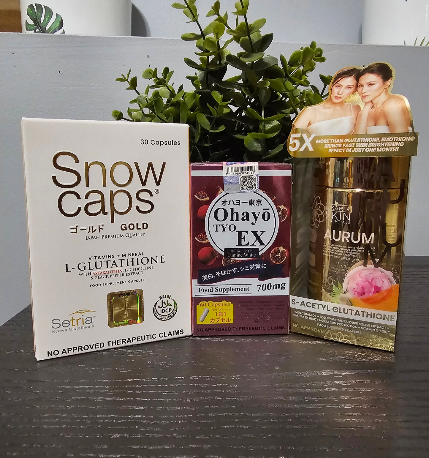 3Pcs Set Supplements Snow Caps Gold Vitamins+Minerals  L-Glutathione 30capsules with Free Snow Skin Whitening Soap,
 Ohayo TYO EX Lumine White Glutathione 60 Capsules & Hikari Skin Essentials Aurum S-Acetyl Glutathione 30 Capsules.✨️💯Original&Authentic✅️