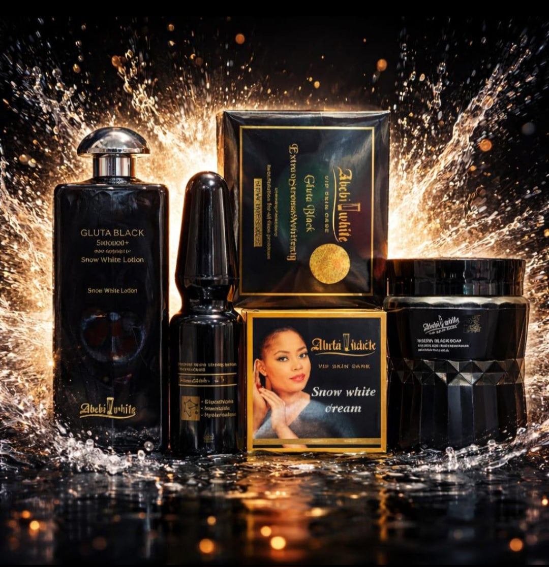 5pcs Abebi White VIP Skin Care Set, Lotion, Black Soap, Face Soap, Serum, & Face Cream 💯👌