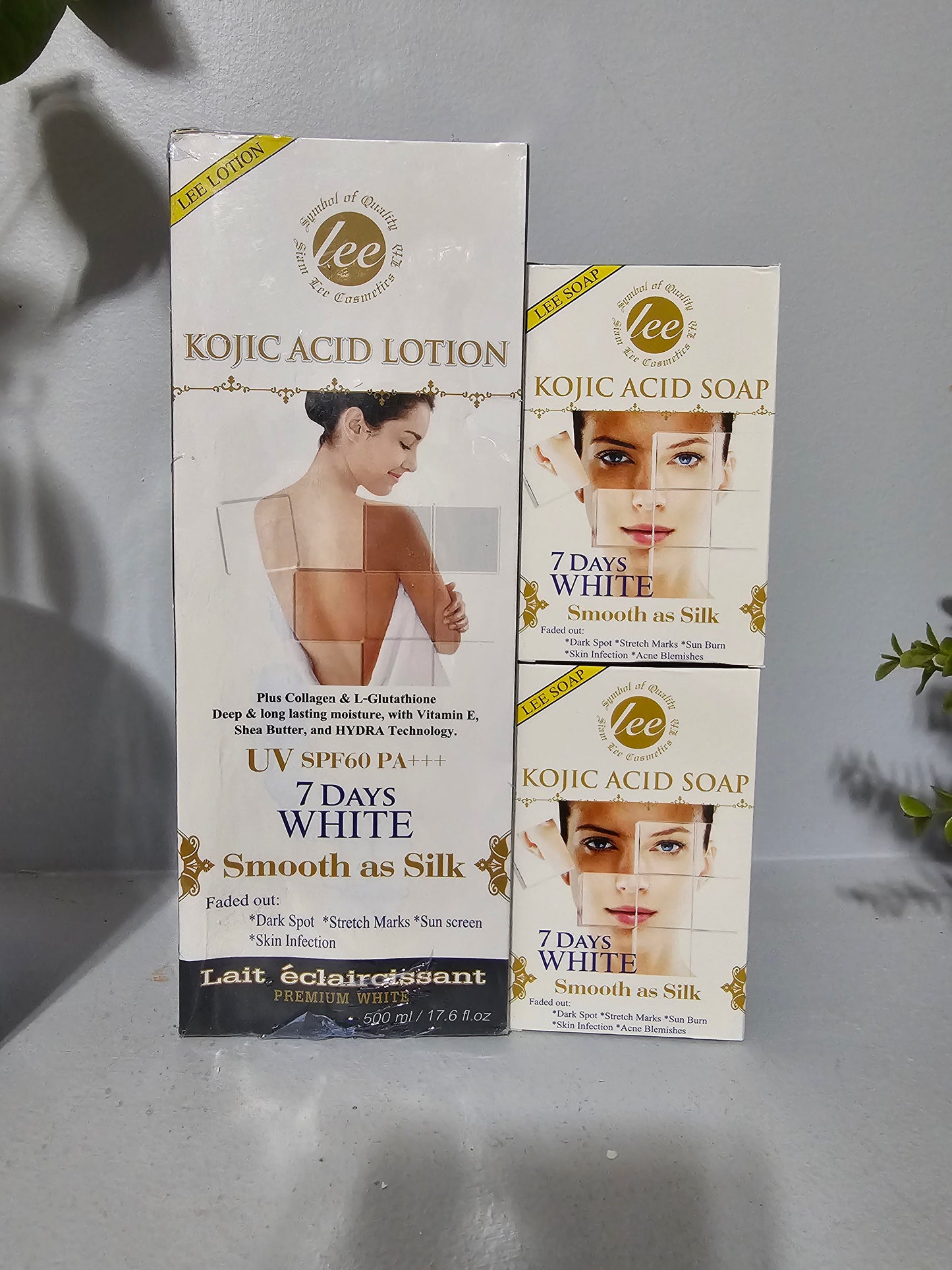 LEE Kojic Acid Body Lotion(1pc) & Soap(2pcs) 7days White Smooth As Silk