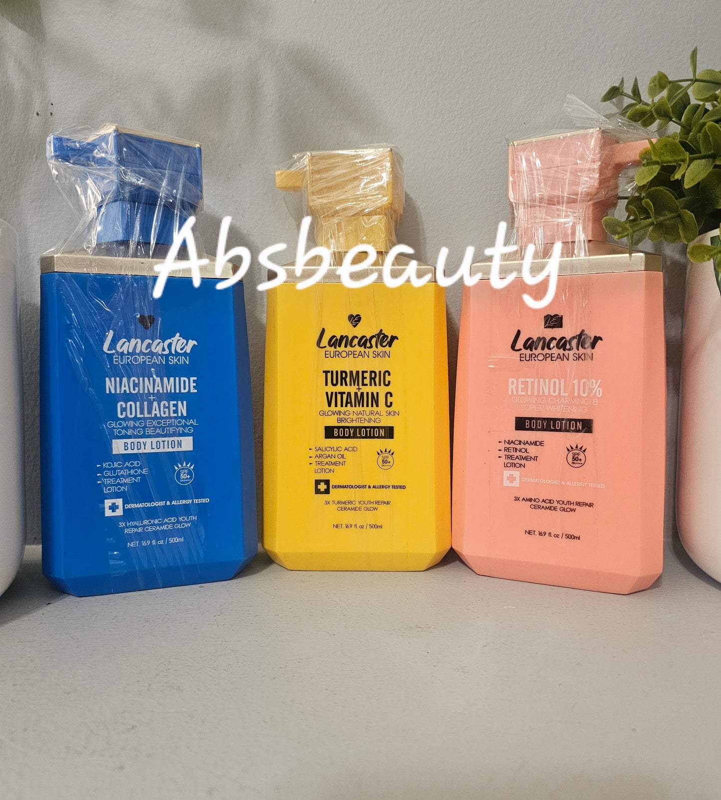 Lancaster European Skin Niacinamide+Collagen,Tumeric+Vitamin C & Retinol 10% Treatment Body Lotion 500ml With Spf50 & PA++++ l,1pc💯👍