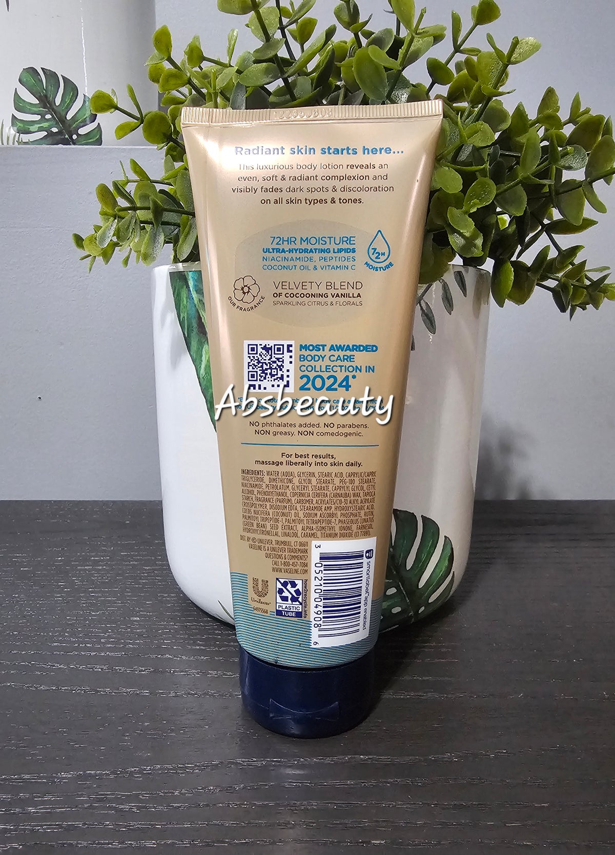 Vaseline Radiant X Even Tone 1% Niacinamide Silky Body Lotion for a Soft, Even & Radiant Complexion, with Peptides, Vitamin C & Coconut Oil,222ml