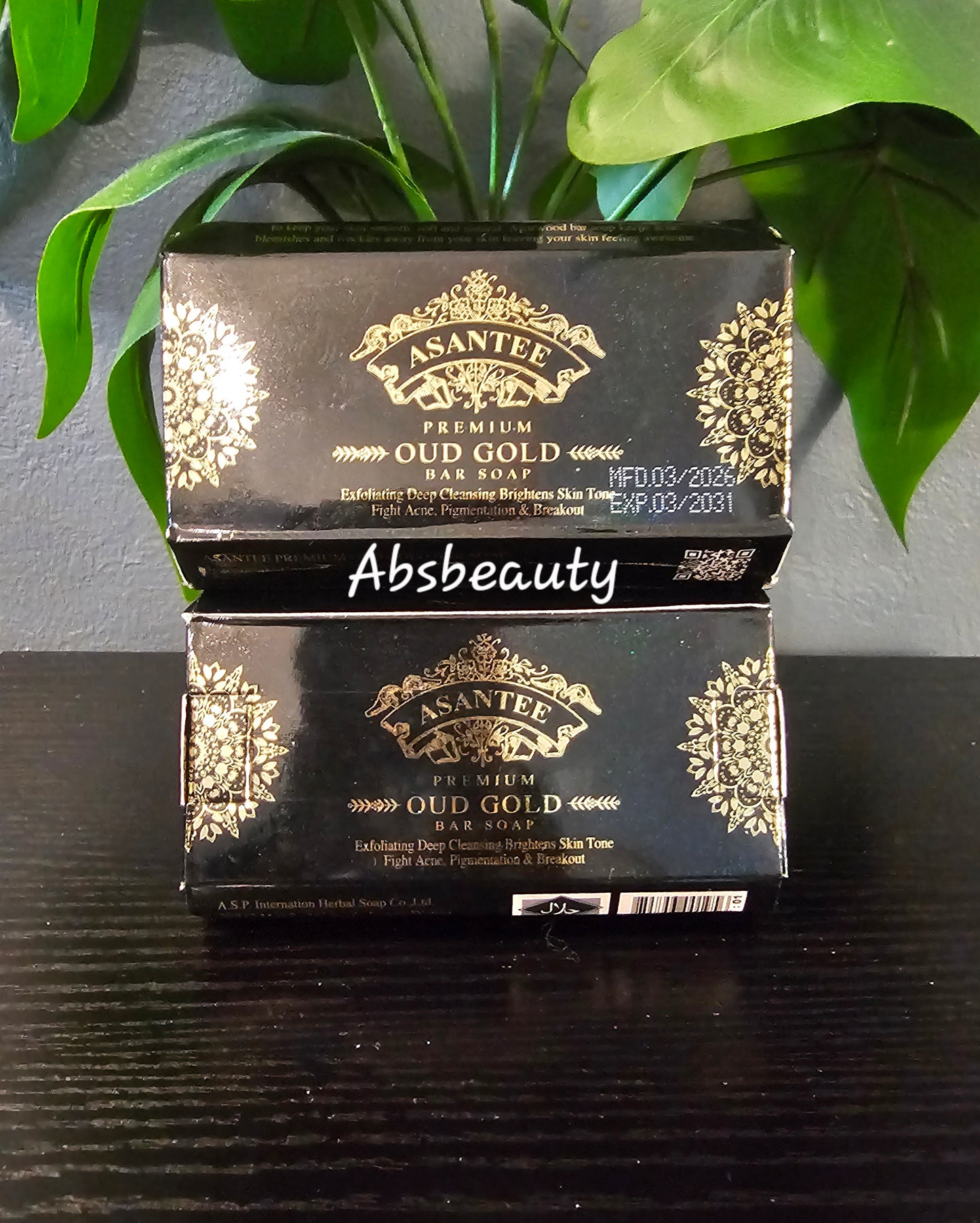 Asantee Premium OUD GOLD 200g Bar Soap Exfoliating Deep Cleansing Brightens Skin Tone Fight Acne,Pigmentation & Breakout Original&Authentic 1pc