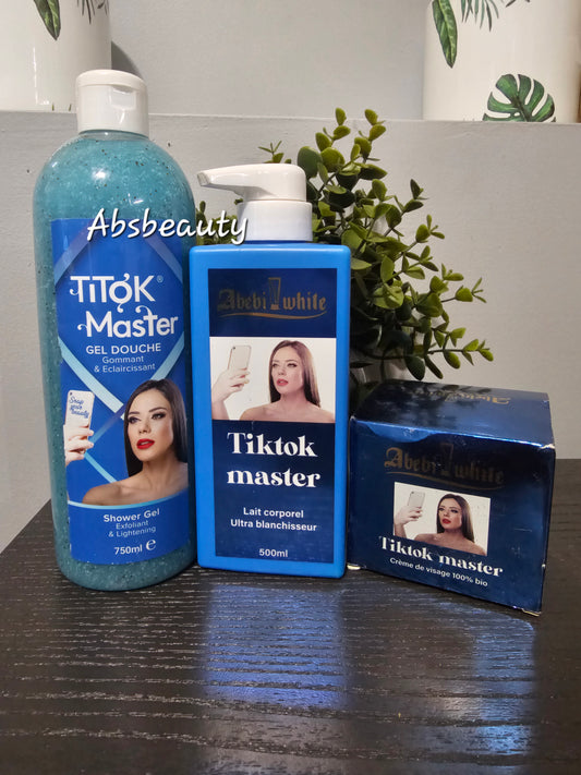 3pcs ABEBI WHITE Tiktok Master Set, Shower Gel 750ml, Lotion 500ml & Face Cream👌