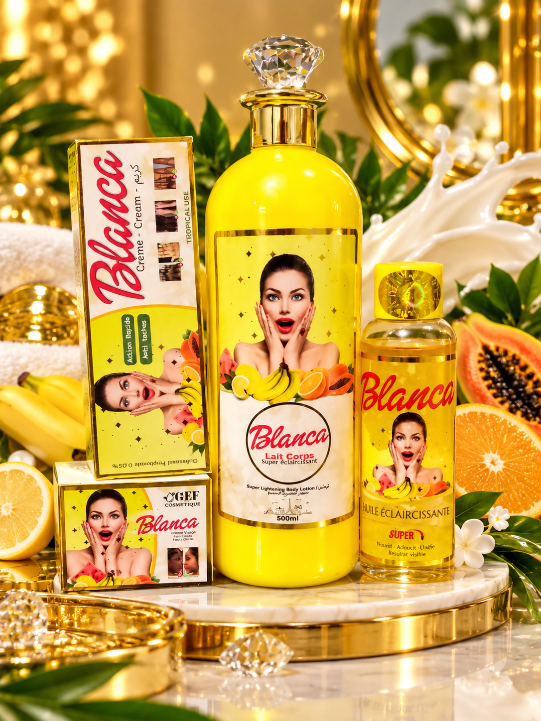 BLANCA Super Lightening Body Lotion,Body Oil ,Cream & Face Cream Set.💯👌 4PCS Set