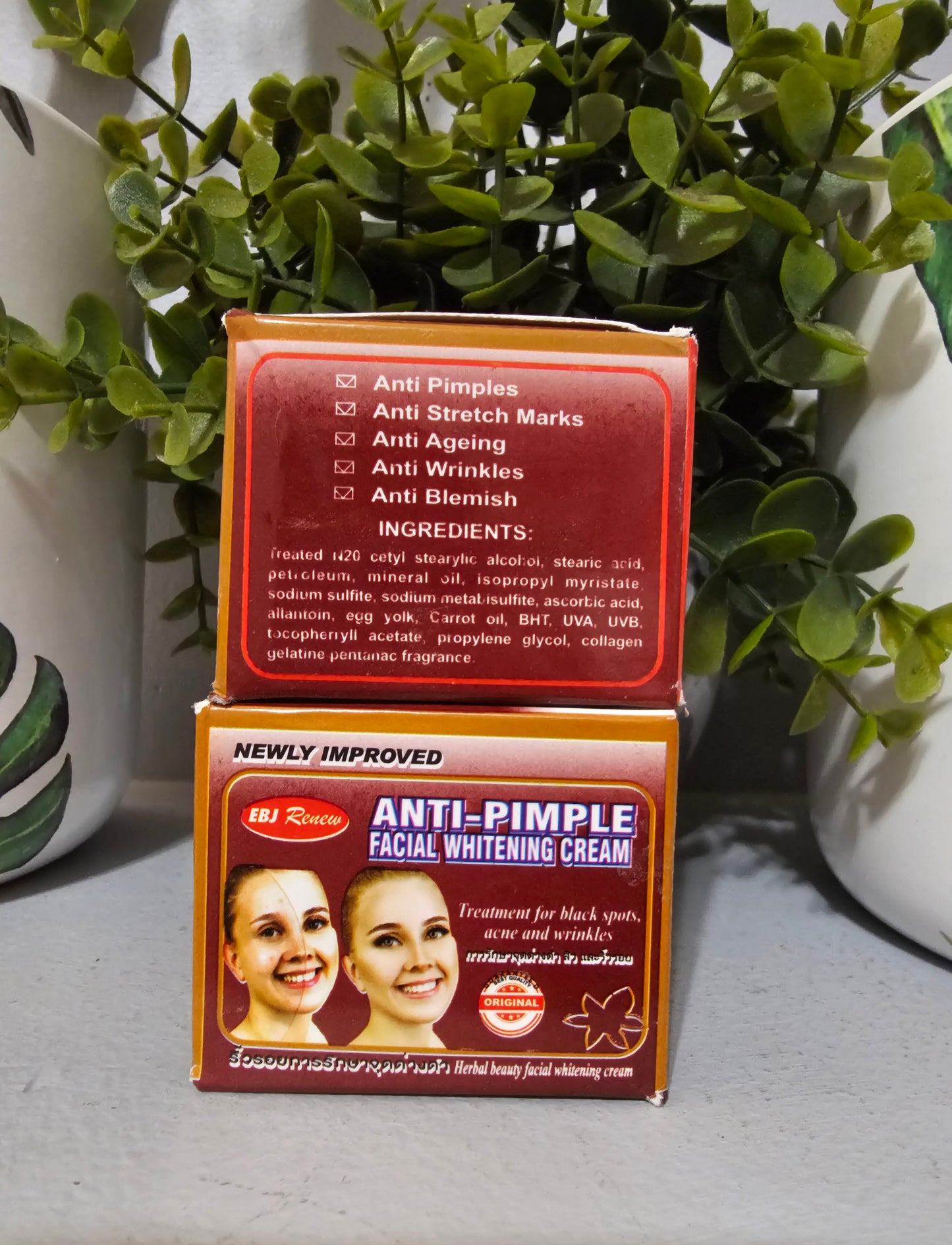 Anti-Pimple Facial Whitening Cream For Black Spots, Acne & Wrinkles