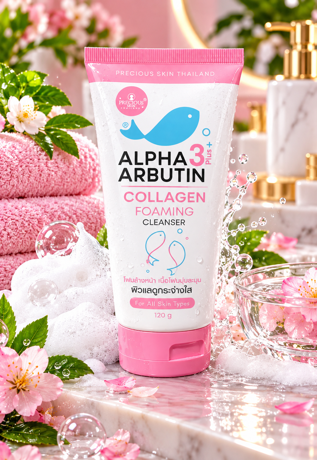 Precious Skin Alpha Arbutin3+ Collagen Foaming Cleanser 120ml Whitening Brightening