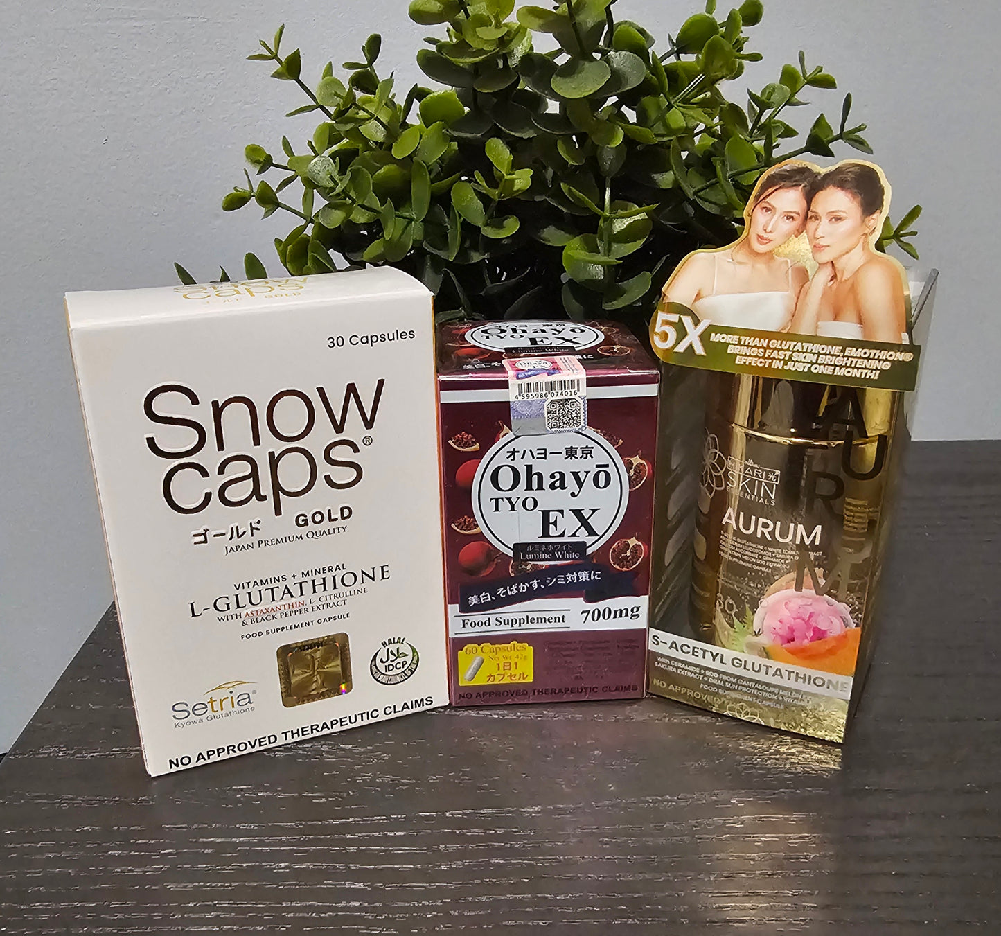 3Pcs Set Supplements Snow Caps Gold Vitamins+Minerals  L-Glutathione 30capsules with Free Snow Skin Whitening Soap,
 Ohayo TYO EX Lumine White Glutathione 60 Capsules & Hikari Skin Essentials Aurum S-Acetyl Glutathione 30 Capsules.✨️💯Original&Authentic✅️
