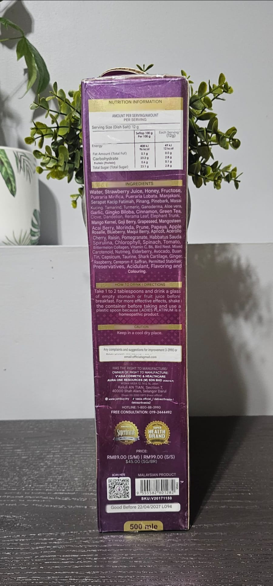 Vasia Ladies Platinum Supplements drink 500ml 💯👌✅️