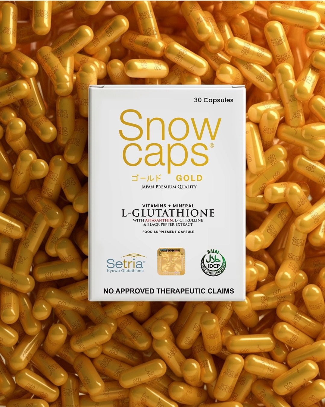 SNOW CAPS Gold L-Glutathione 30capsules.1pc✅️ 💯Original&Authentic👍