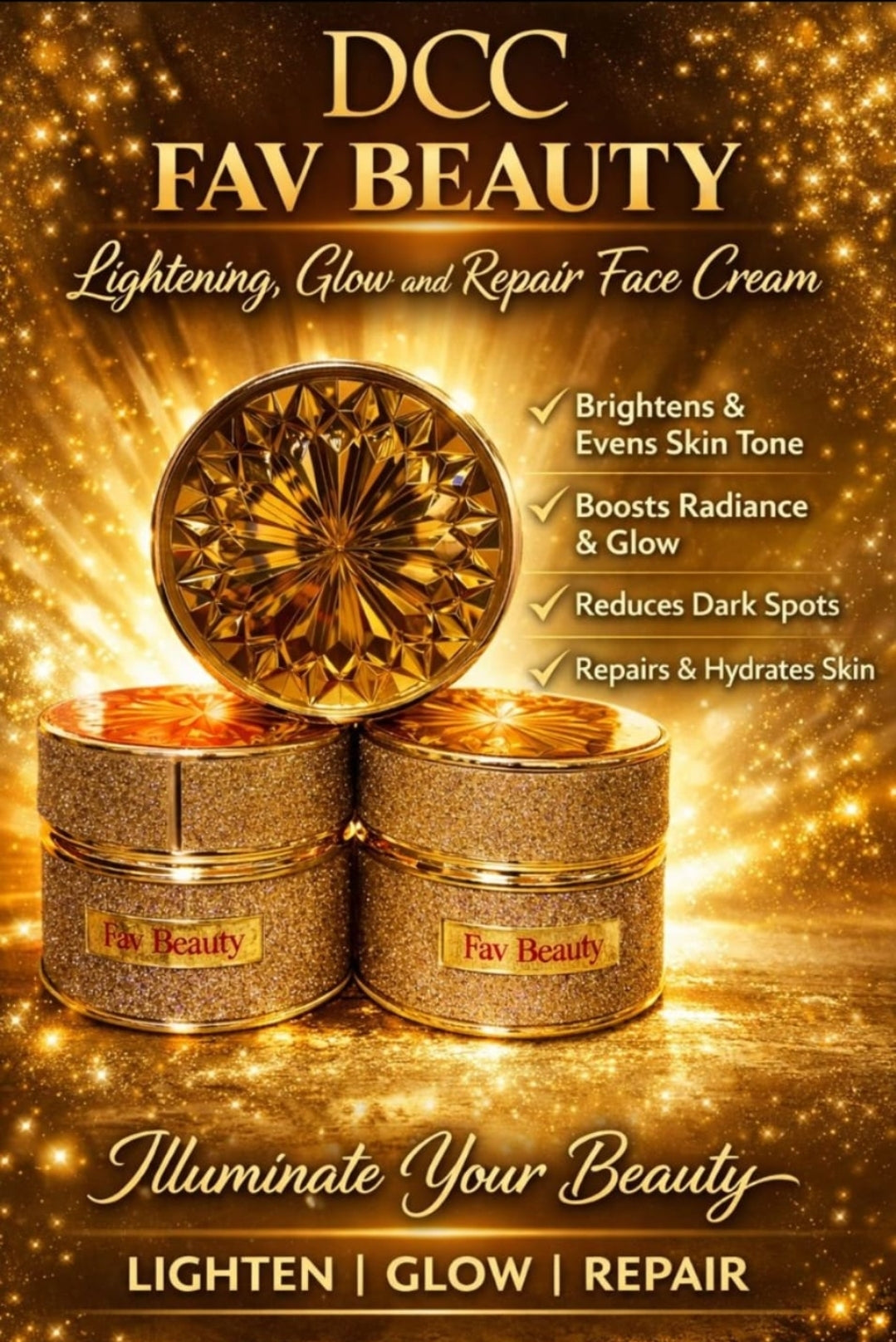 FAV Beauty Triple Whitening, Lightening, Glow & Repair Face Cream 💯👌1pc
