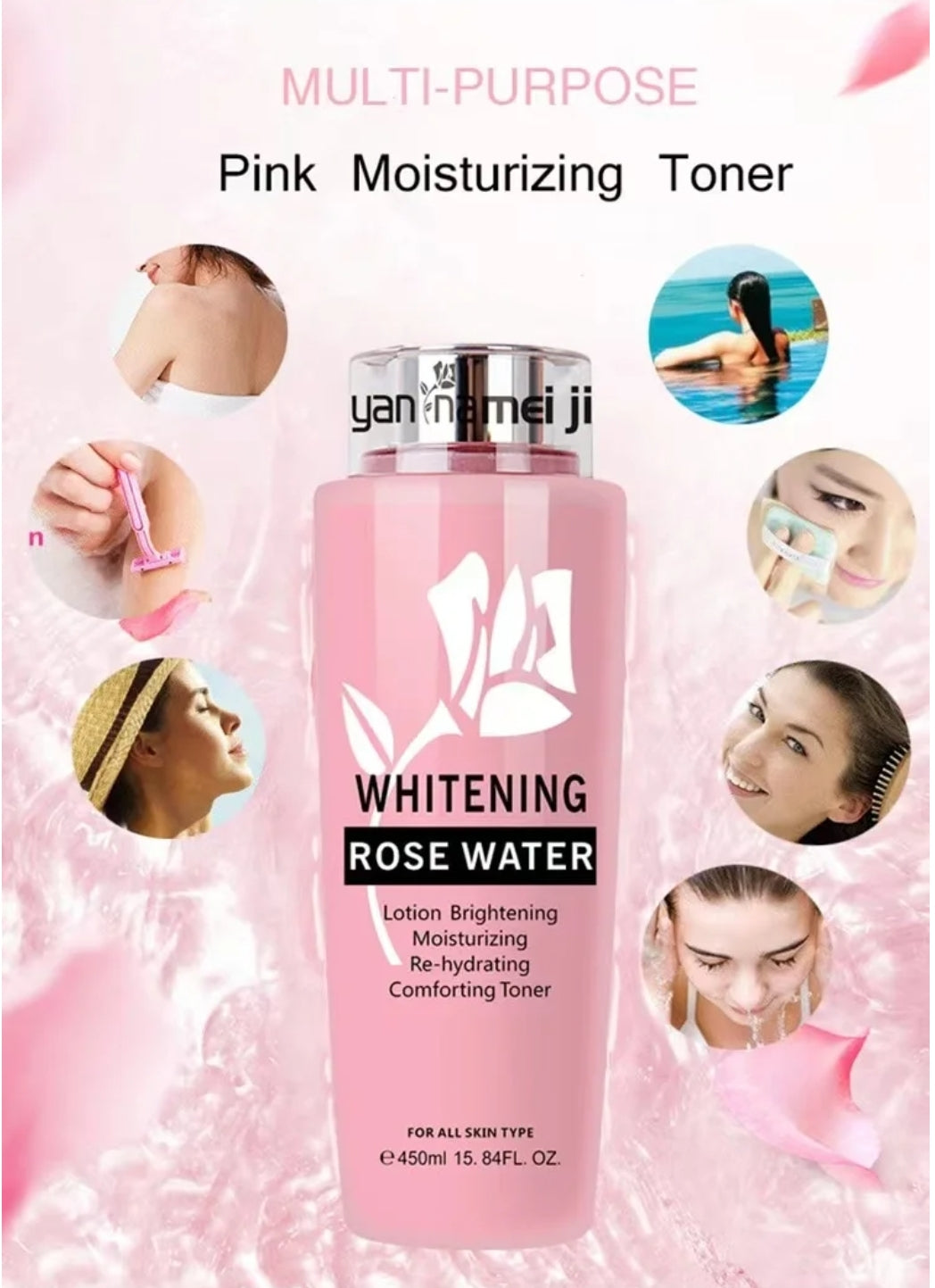 Facial Toner Whitening Rose Water Glowing Brightening Moisturizing &Rehydrating🩷💯👌.1pc