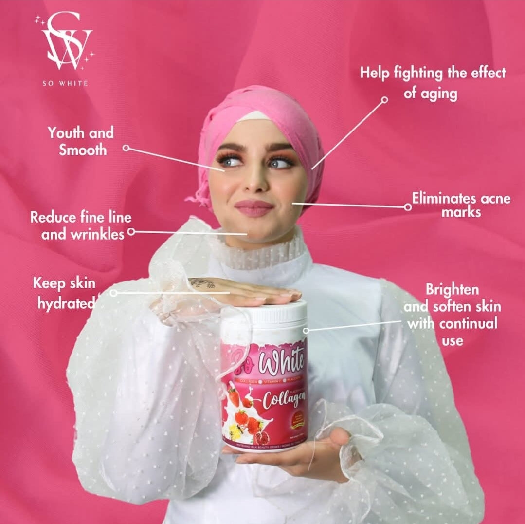 So White Collagen Anti-Aging,Anti-Acné,Anti-Pigmentation Super Whitening Milk Beauty Drinks 500g👌💯