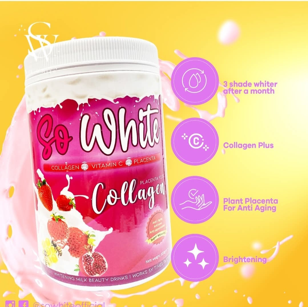 So White Collagen Anti-Aging,Anti-Acné,Anti-Pigmentation Super Whitening Milk Beauty Drinks 500g👌💯