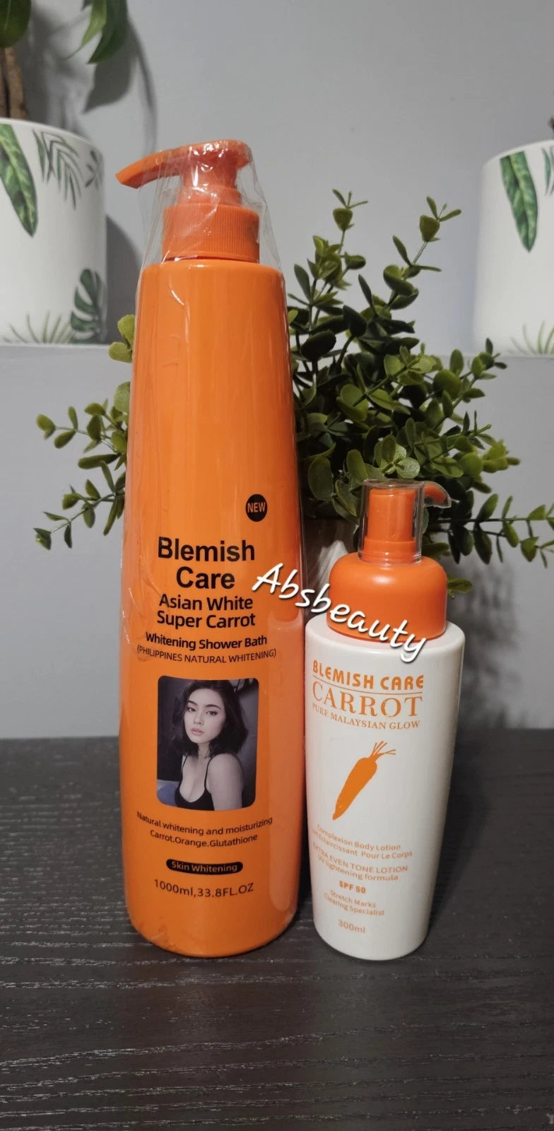 2pcs Blemish Care Asian White Super Carrot Shower Bath &  Body Lotion 💯👌