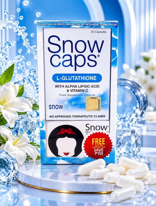 SNOWCAPS L-Glutathione 30 Caps with 1×Free Snow Whitening Soap✨️