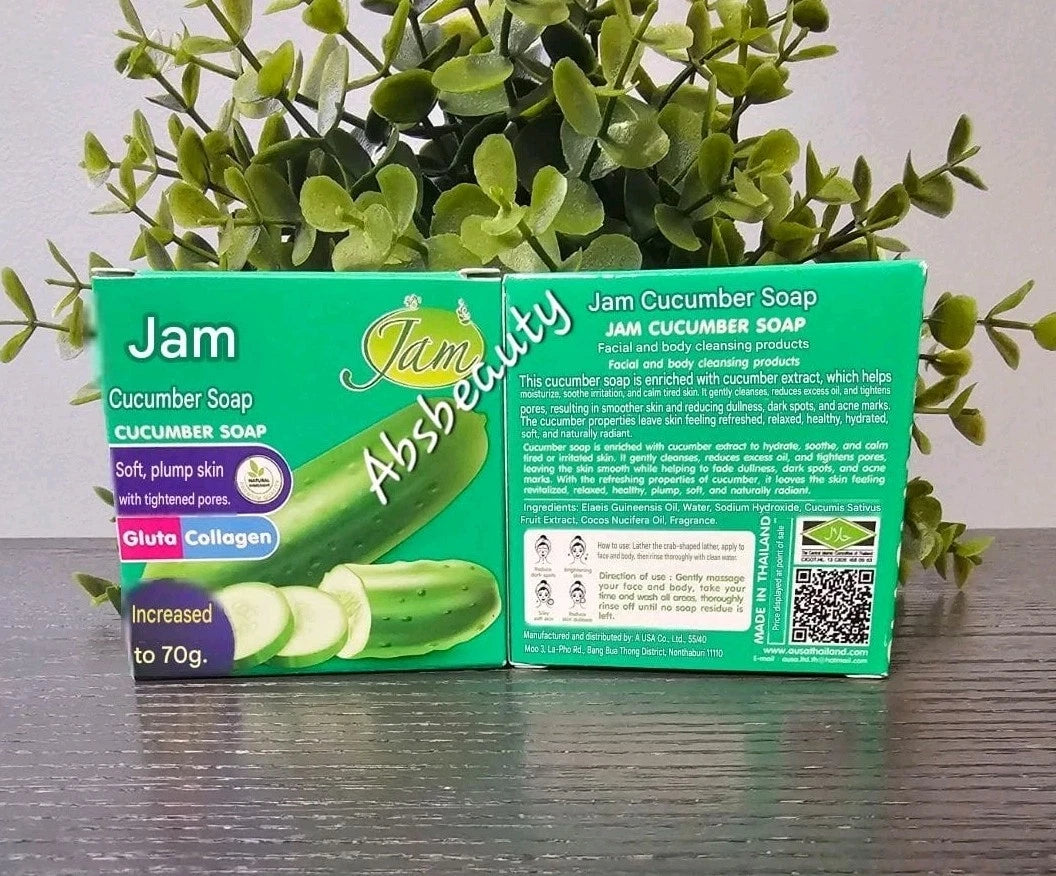 JAM Cucumber Soap Gluta Collagen Soft, Plump Skin 70g X 2pcs✅️