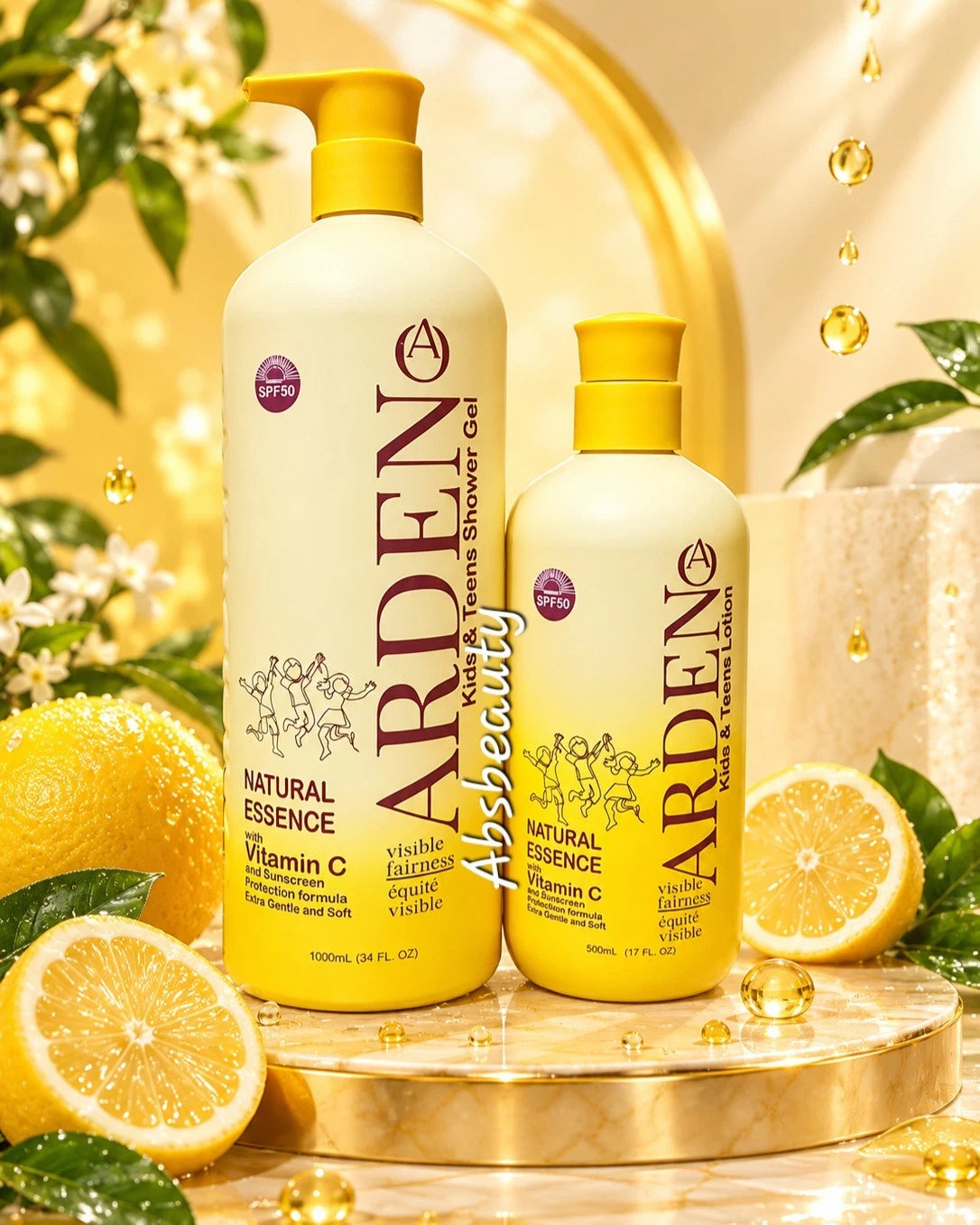 Arden Visible Fairness Kids,Teens Vitamin C Shower Gel 1000ml & Body Lotion 500ml