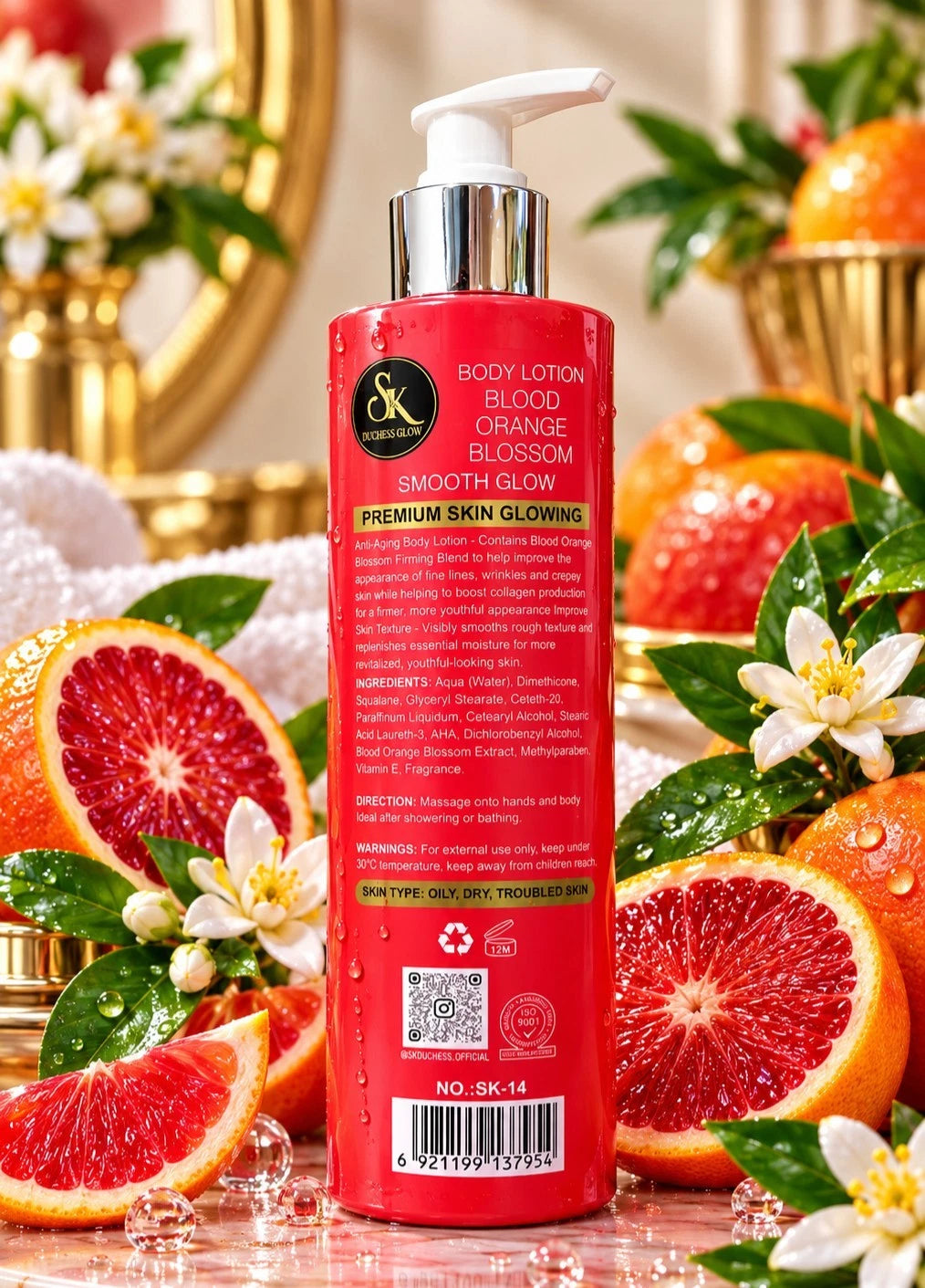 SK Duchess Glow Blood Orange Blossom Lotion Premium Glow Hydrates Eventone 480ml