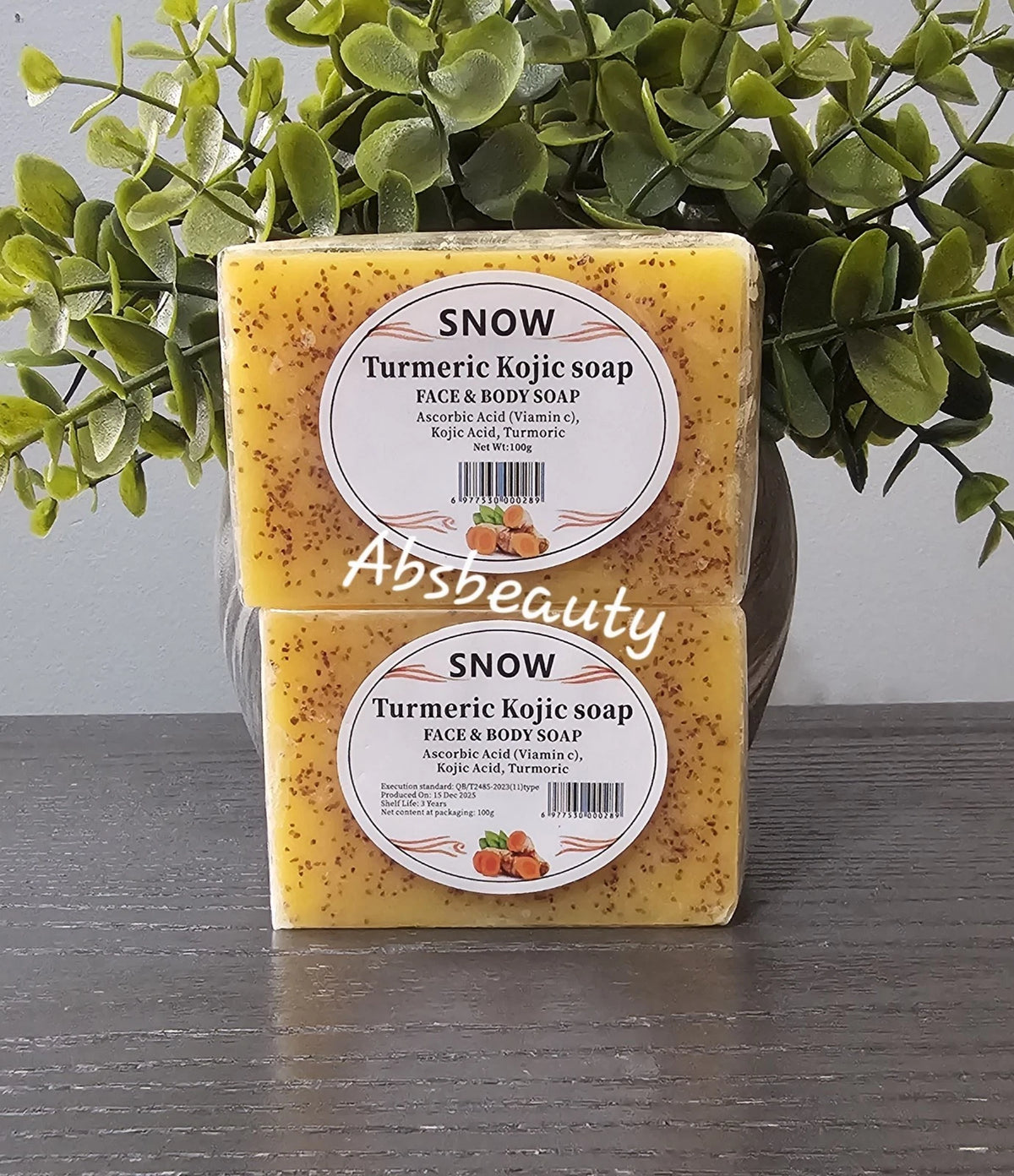 Handmade Snow Tumeric Kojic Acid Soap Skin Lightening Dark Spot.Original 1pc