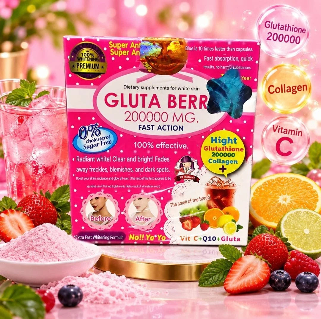 1×Gluta Berry 200000mg Drink Punch Collagen & Glutathione Whitening, Anti Aging