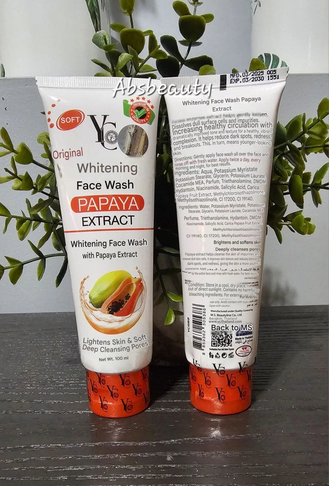 YC Whitening Face Wash With Papaya Extracts,Deep Cleansing 100ml 1pc