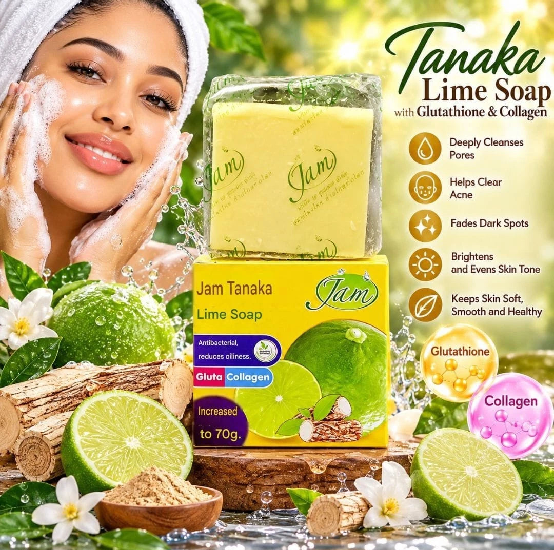 JAM Tanaka Lime Face Soap Gluta Collagen Reduce Oiliness 70g X 2pcs ✨️