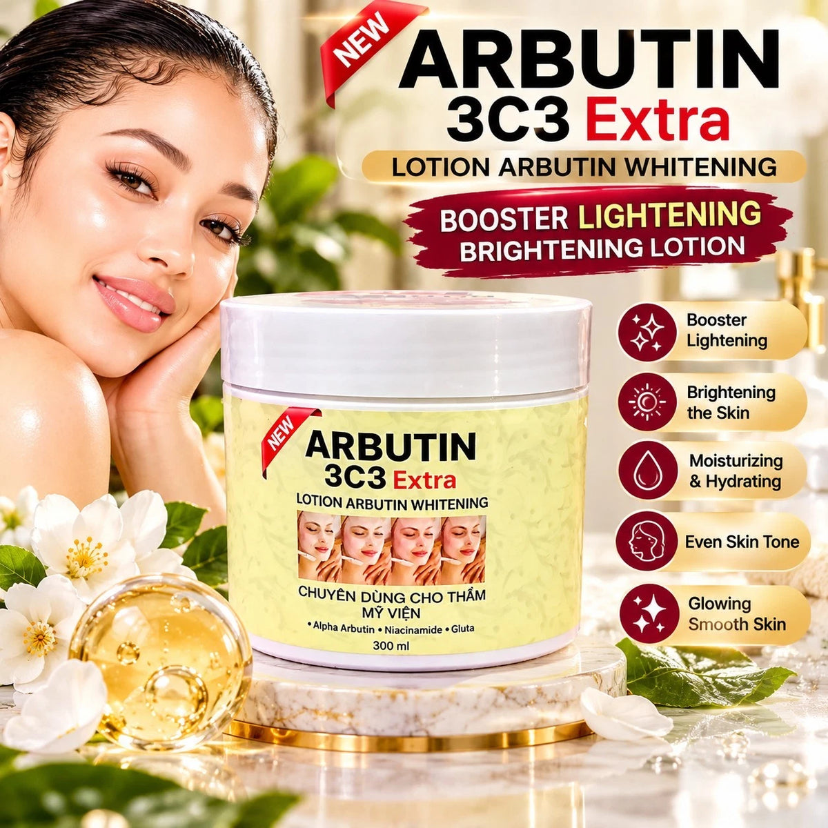 Arbutin 3c3 Lotion EXTRA Whitening Body Cream 300ml_New Packaging ✨️