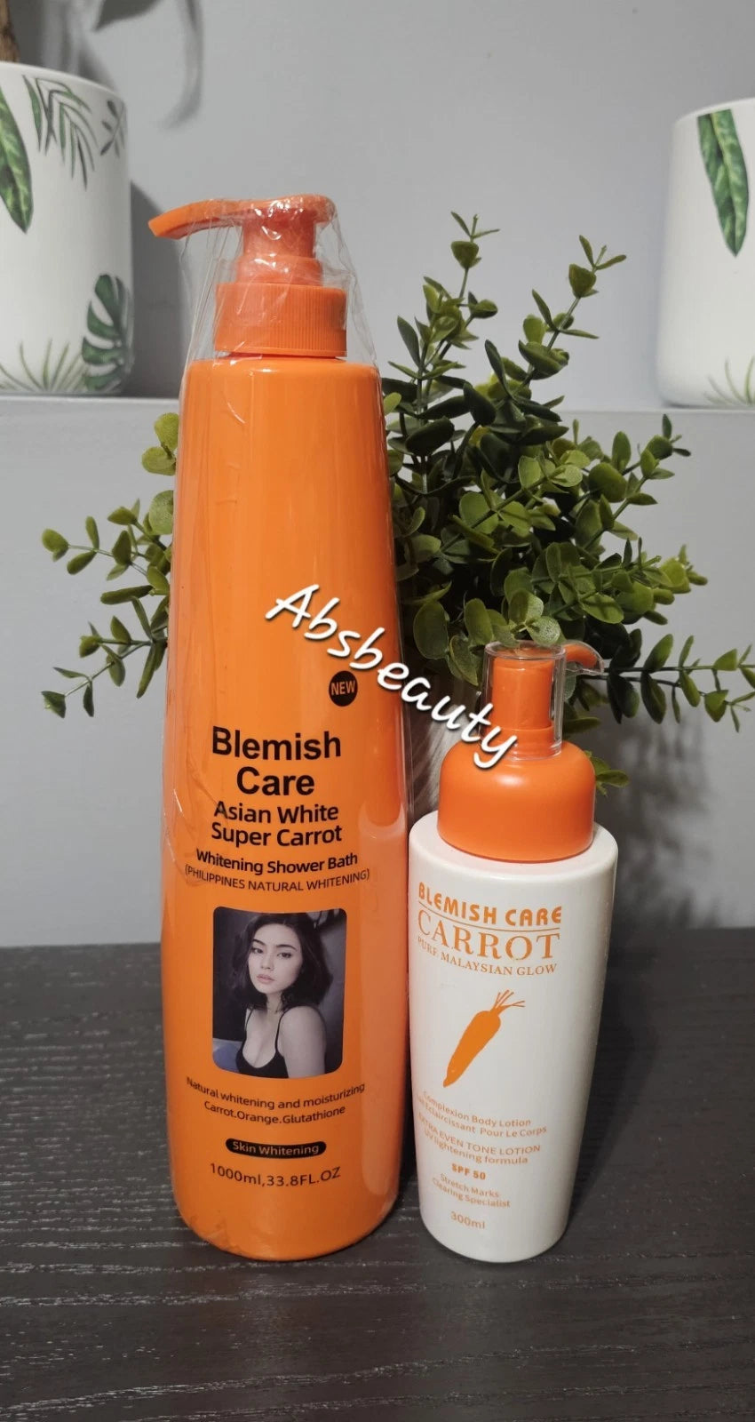 2pcs Blemish Care Asian White Super Carrot Shower Bath &  Body Lotion 💯👌