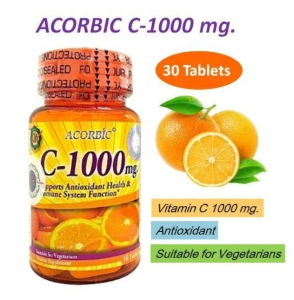 1×Acorbic C 1000 Mg Vitamin C Supplement Bright Clear Faster Whitening Original