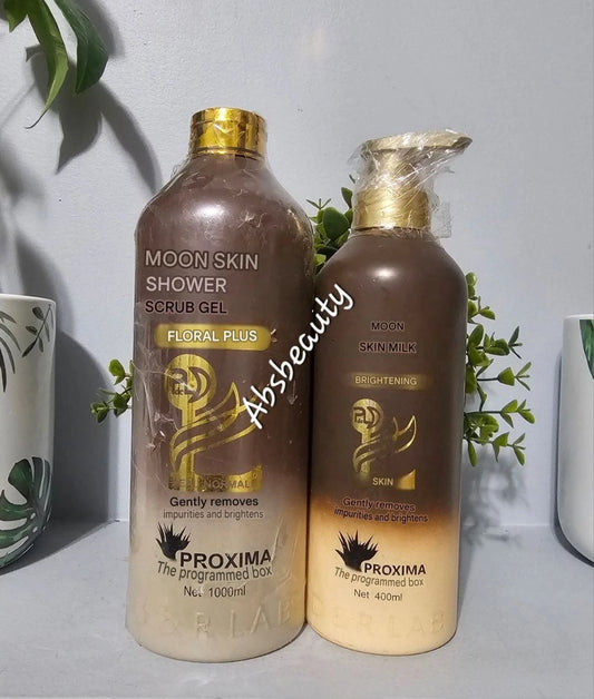 Peau De Lune Floral Plus Brightening Shower Scrub & Body Lotion 550ml