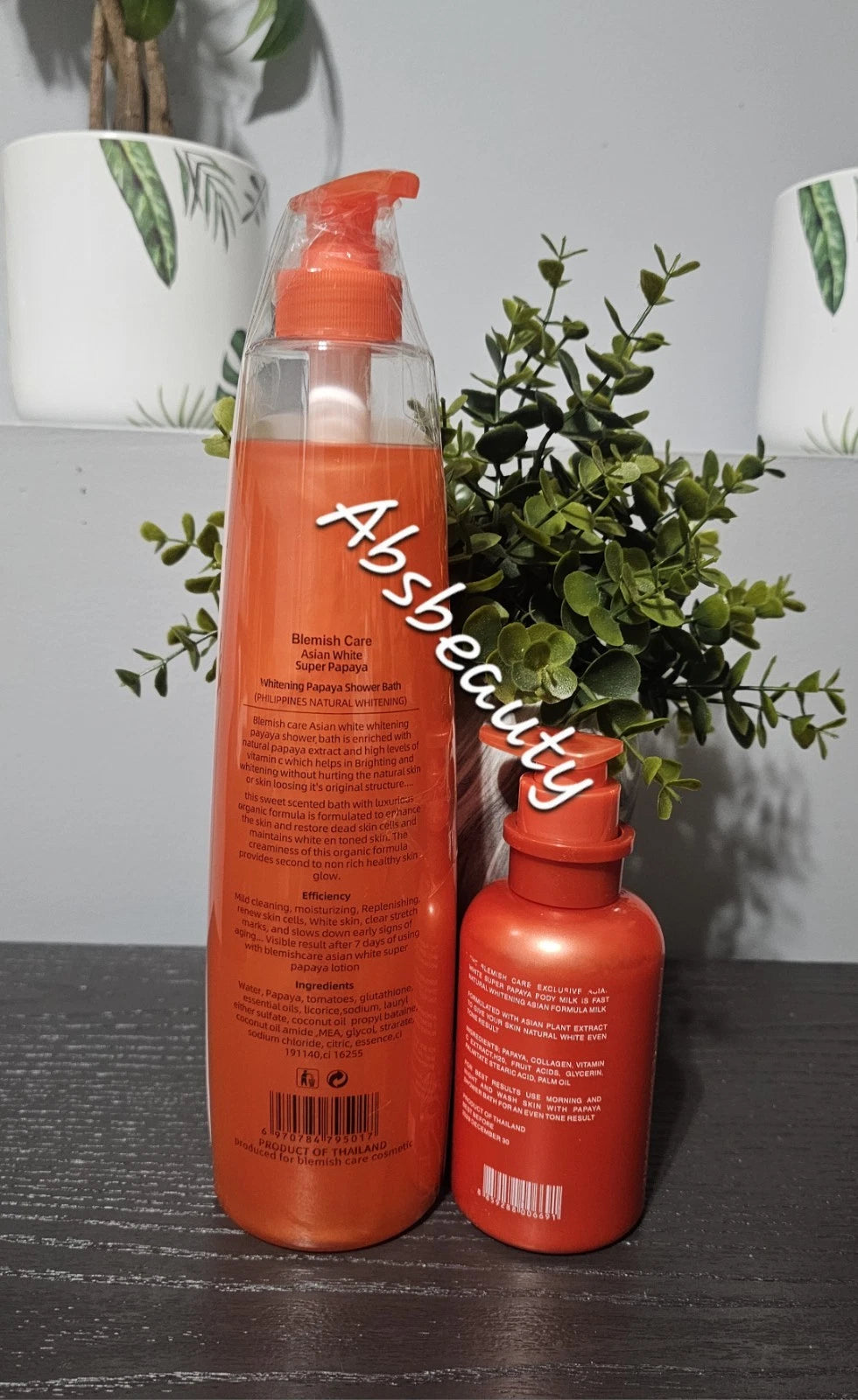 2pc Set Blemish Care Asian White Super Papaya Shower Bath & Exclusive Body Lotion
