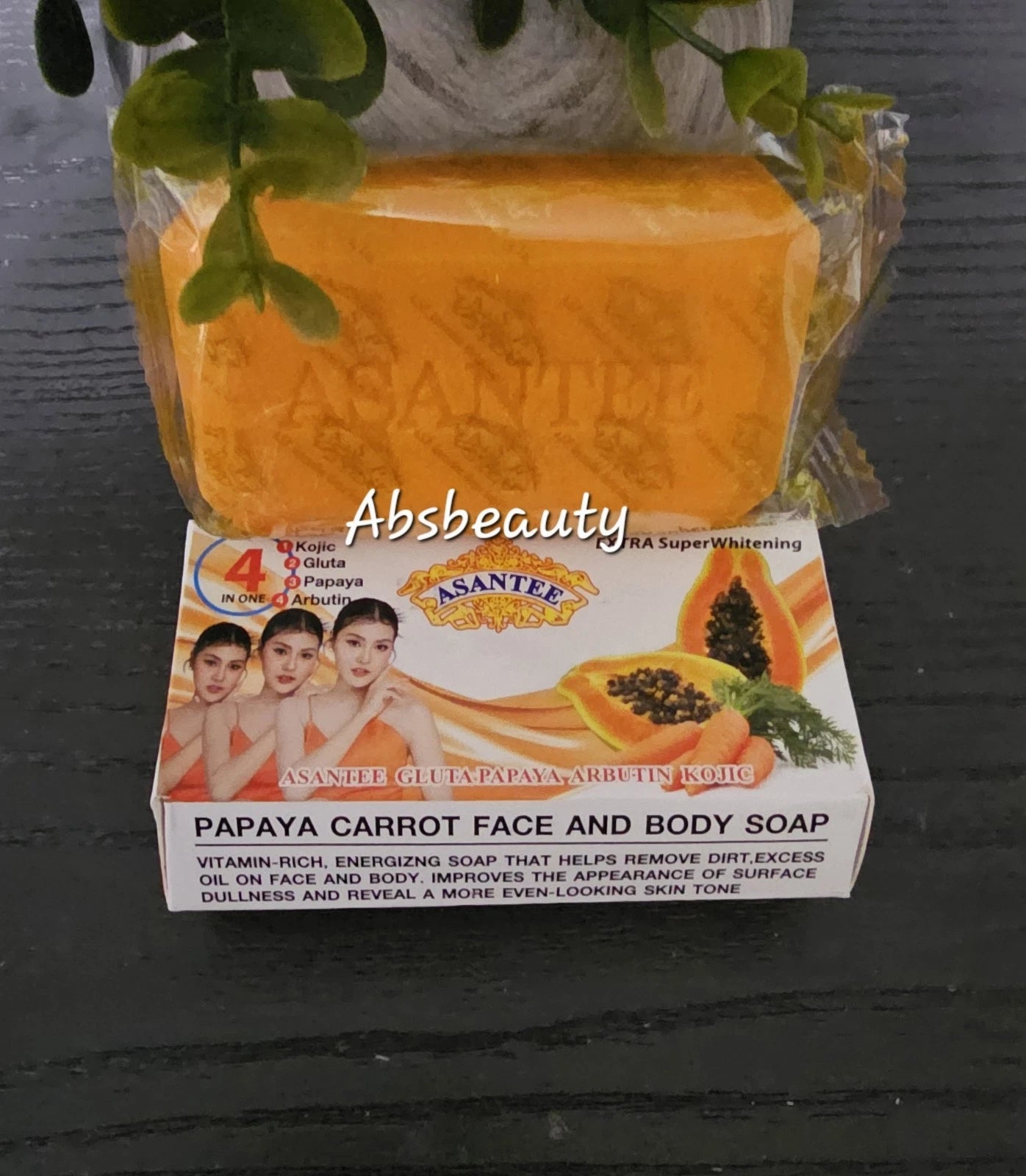 Asantee 4in1 Papaya,Carrot Face & Body Soap 125g 1pc