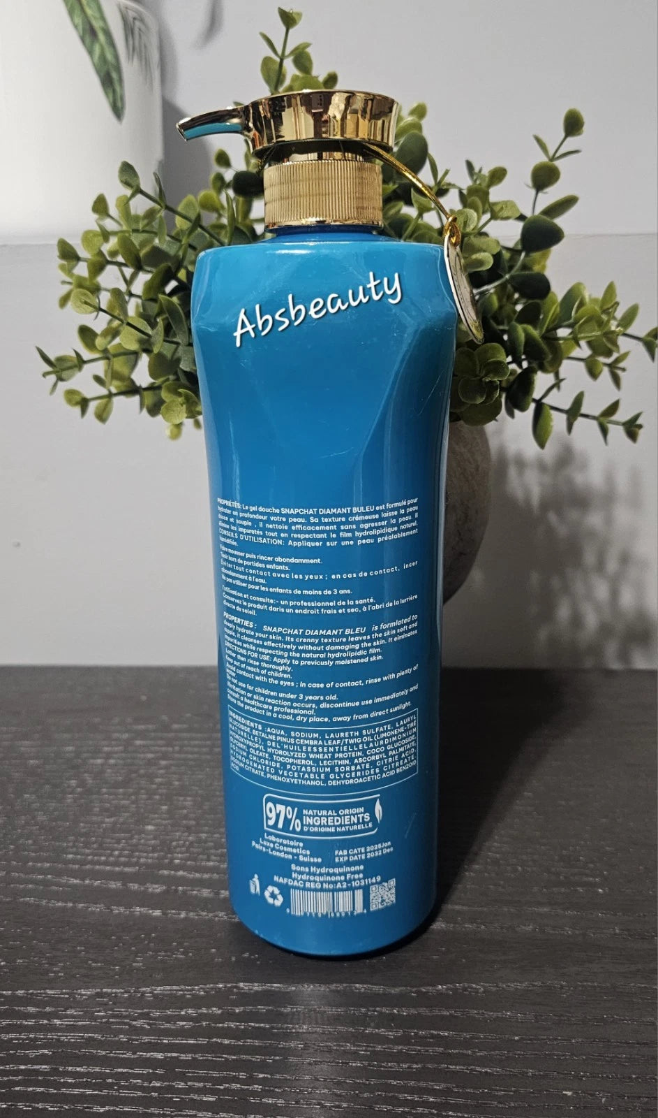 Original Snapchat DIAMANT BLUE High Whitening & Glowing Shower Gel 1000ml