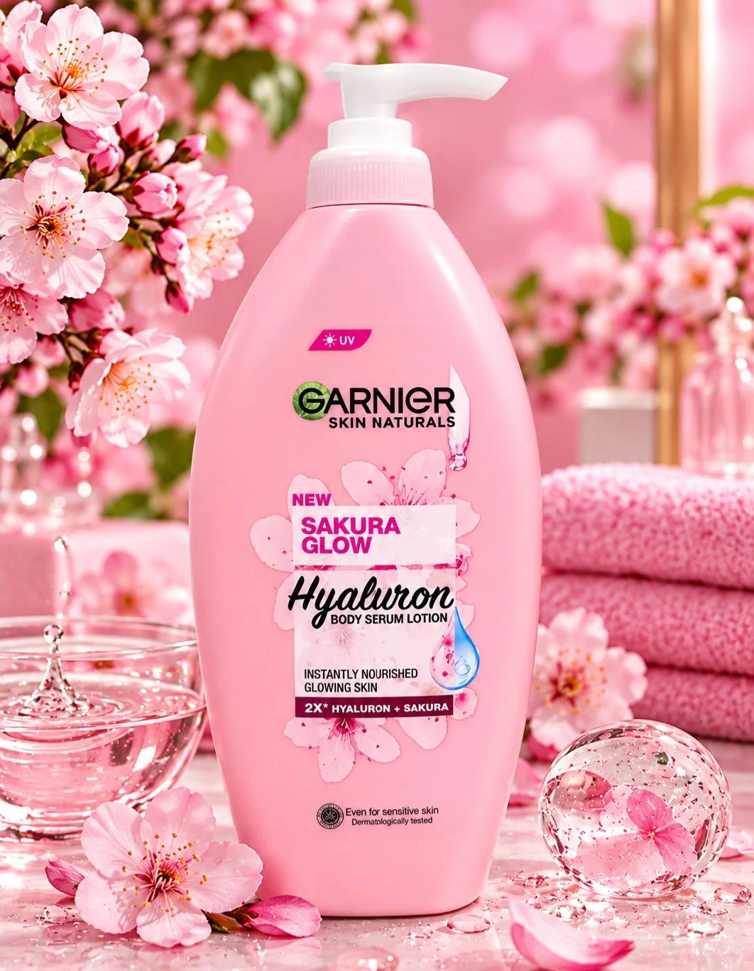 Garnier Sakura Glow Hyaluron with Sakura Essence Body Serum Lotion 400ml 1pc
