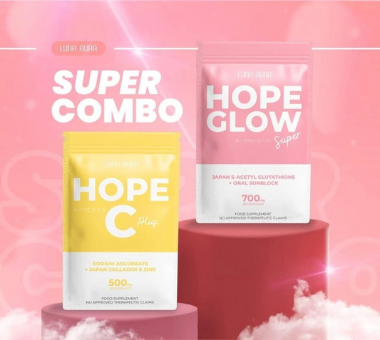 Glowing Skin Super Combo:Luna Aura HOPE GLOW Super 700mg & HOPE C Plus 500mg✨️👌