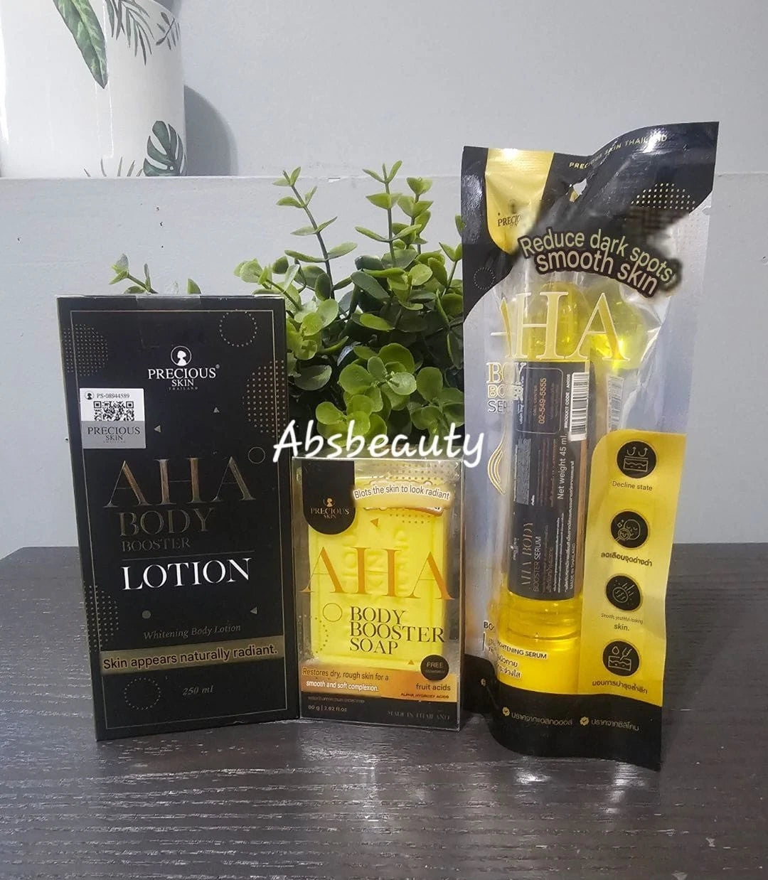 3pcs Set Precious Skin AHA Body Booster Lotion 250ml, Soap 80g & Serum 45ml