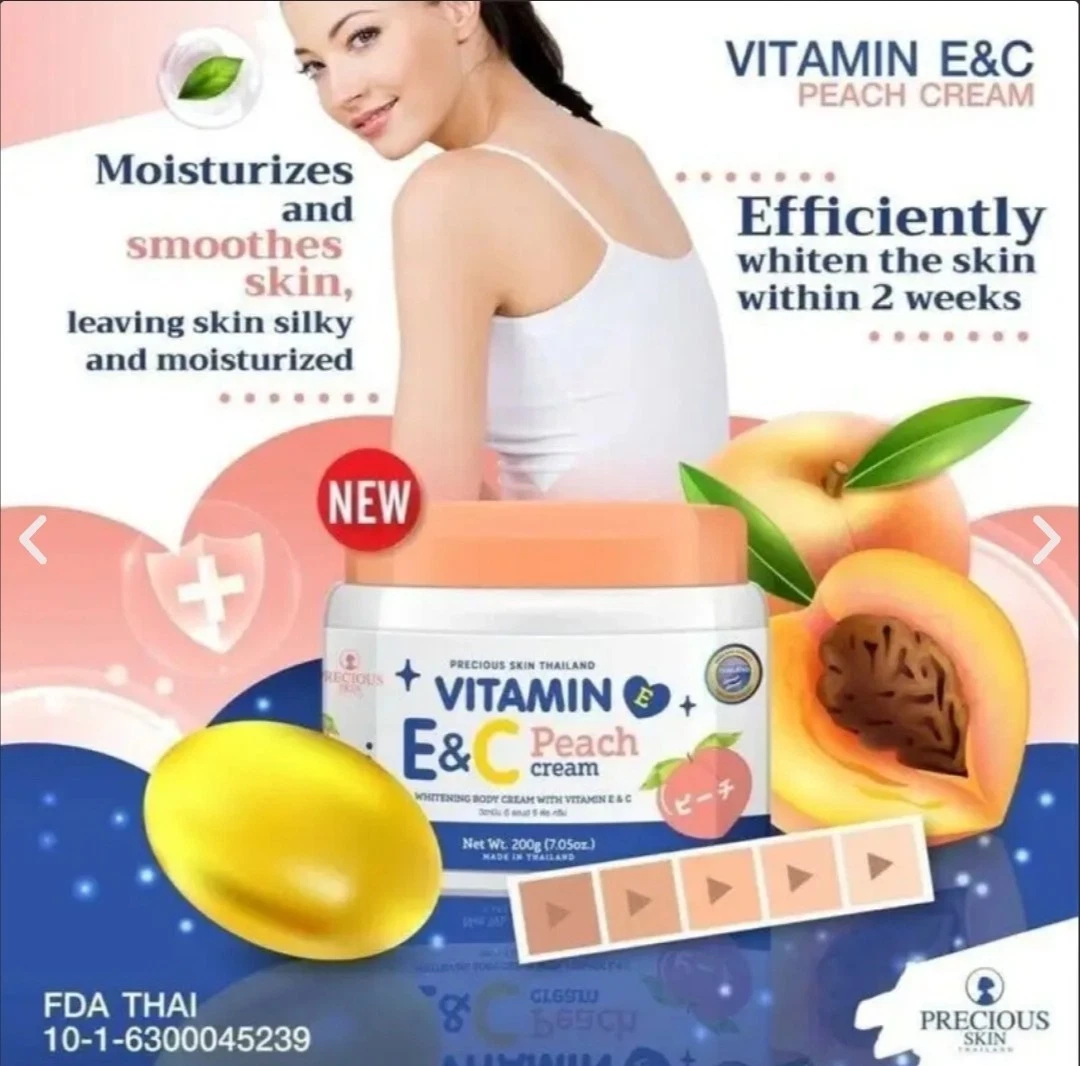Precious Skin Vitamin E&C Peach Whitening Cream 200g.1pc