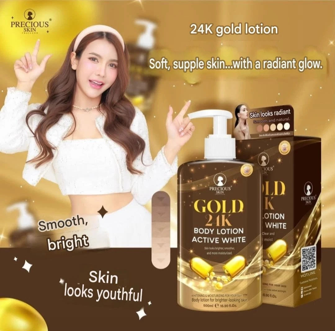 Precious Skin 24K GOLD Active White Brightening Body Lotion 500ml