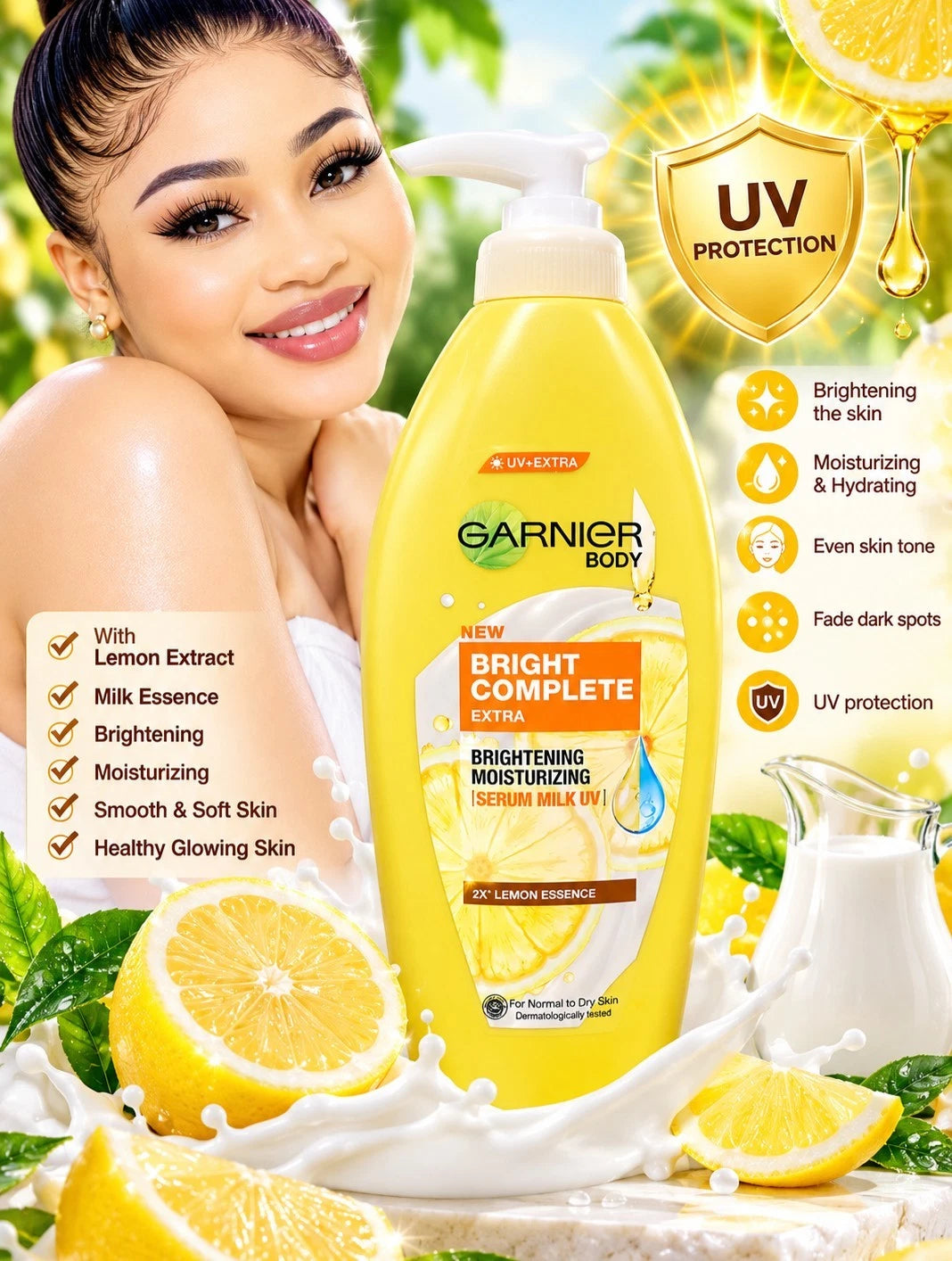 Garnier Body Serum Lotion Bright Complete Extra Brightening Moisturizing 400ml✨️