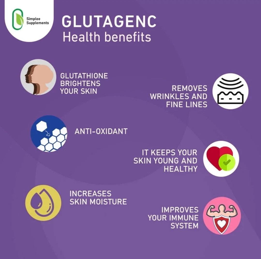 GlutaGenC Glutathione L-Glutathione Capsules Anti-Aging Skin Whitening 60Caps