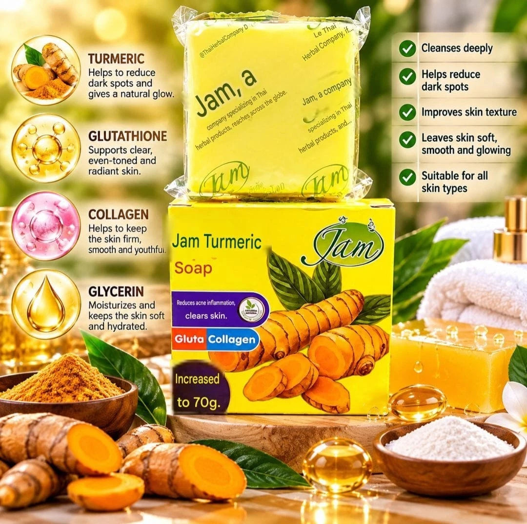 JAM Tumeric Face Soap Clear Skin Gluta Collagen 70g X 2pcs ✨️